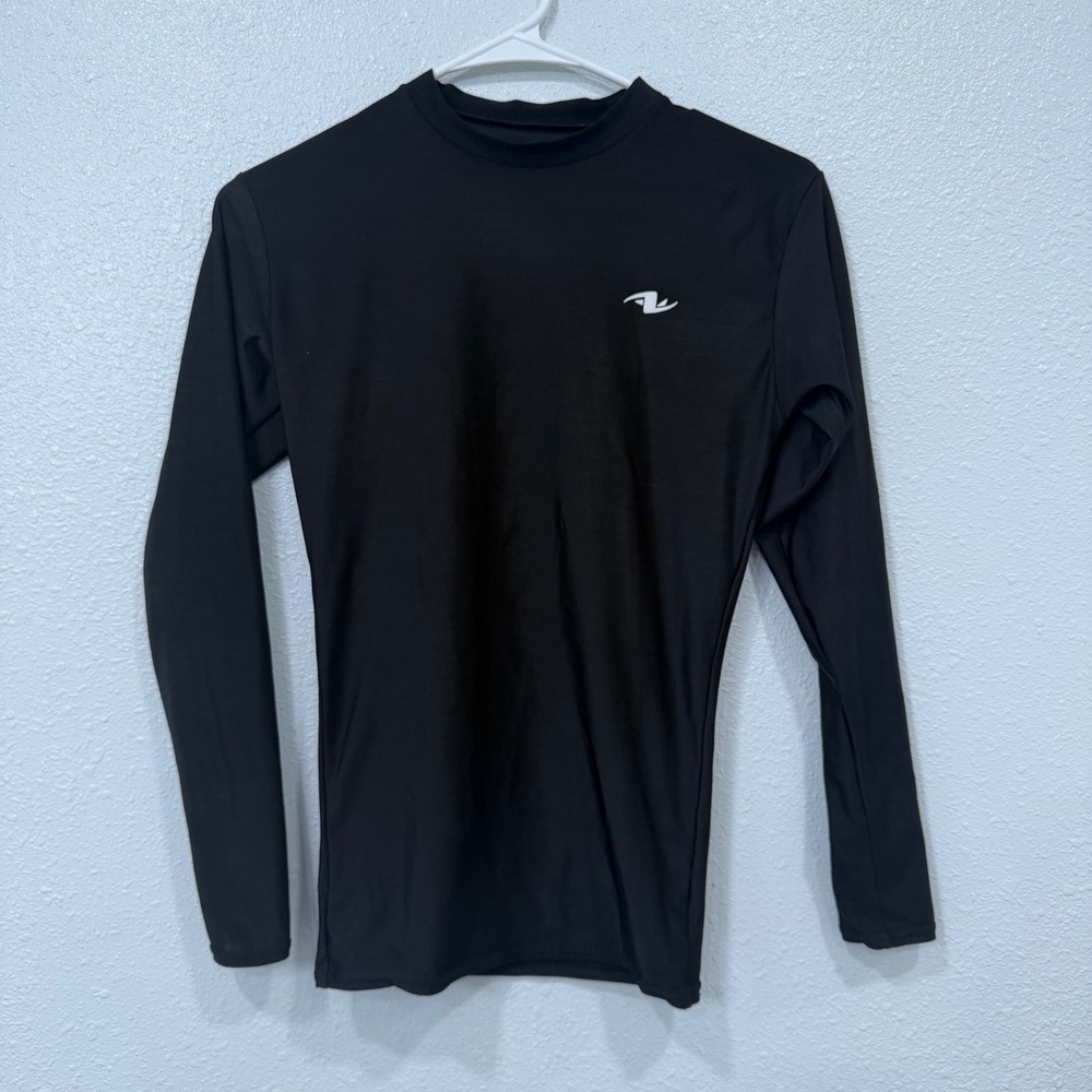 Athletic Works Mens Small Black Long Sleeve Compression Mock Neck Shirt M19
